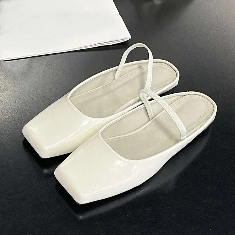 

Summer Square Toe Mules Slides Shoes Ladies Big Size 43 Non-slip Comfort Concise Sandals for Women Fashion Brand Slippers Female