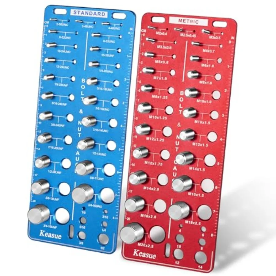 

56Pcs Thread Checker, Nut and Bolt Thread Checker Standard and Metric, Thread Gauge Include 22 Inch and 22 Metric and 12 Drill