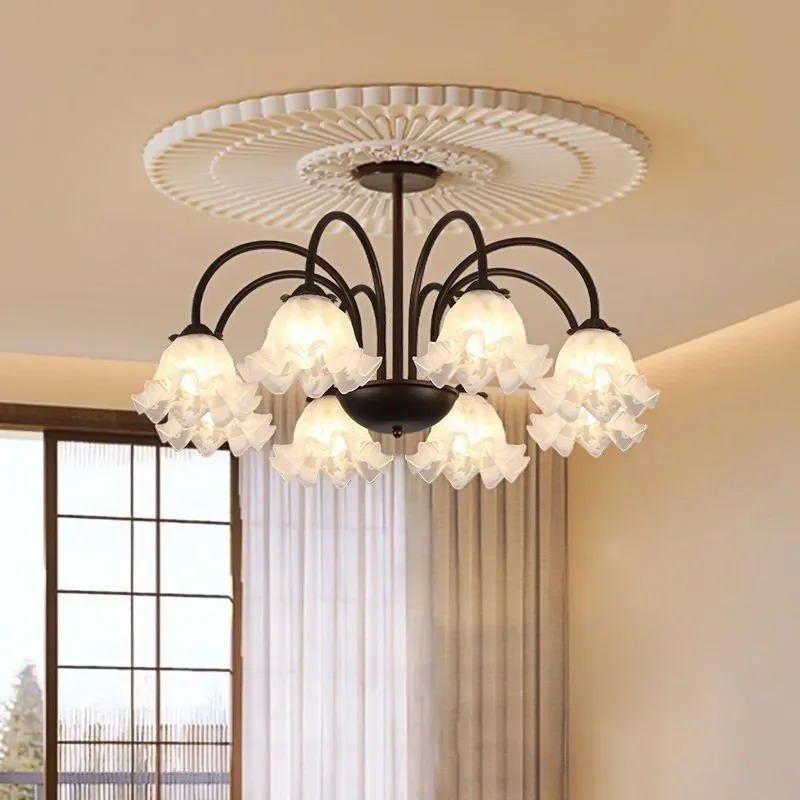 for American Living Room Chandelier Creative Internet Celebrity Lily of the Valley Flower Lamp Retro Rural Pastoral Medieval