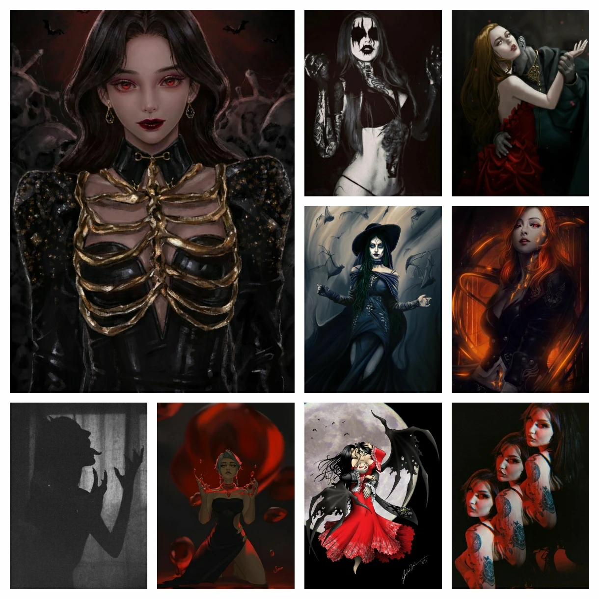 

Vampire Girl Witch 5D DIY AB Diamond Painting Mosaic Halloween Gothic Dark Art Square RoundCross Stitch Rhinestones New Arrivals