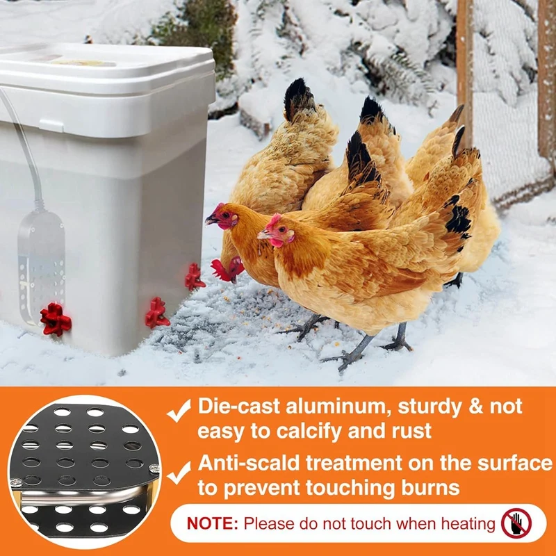 Calentador de agua sumergible para pollos, con Control termostático de 250 W Deicer, enchufe estadounidense