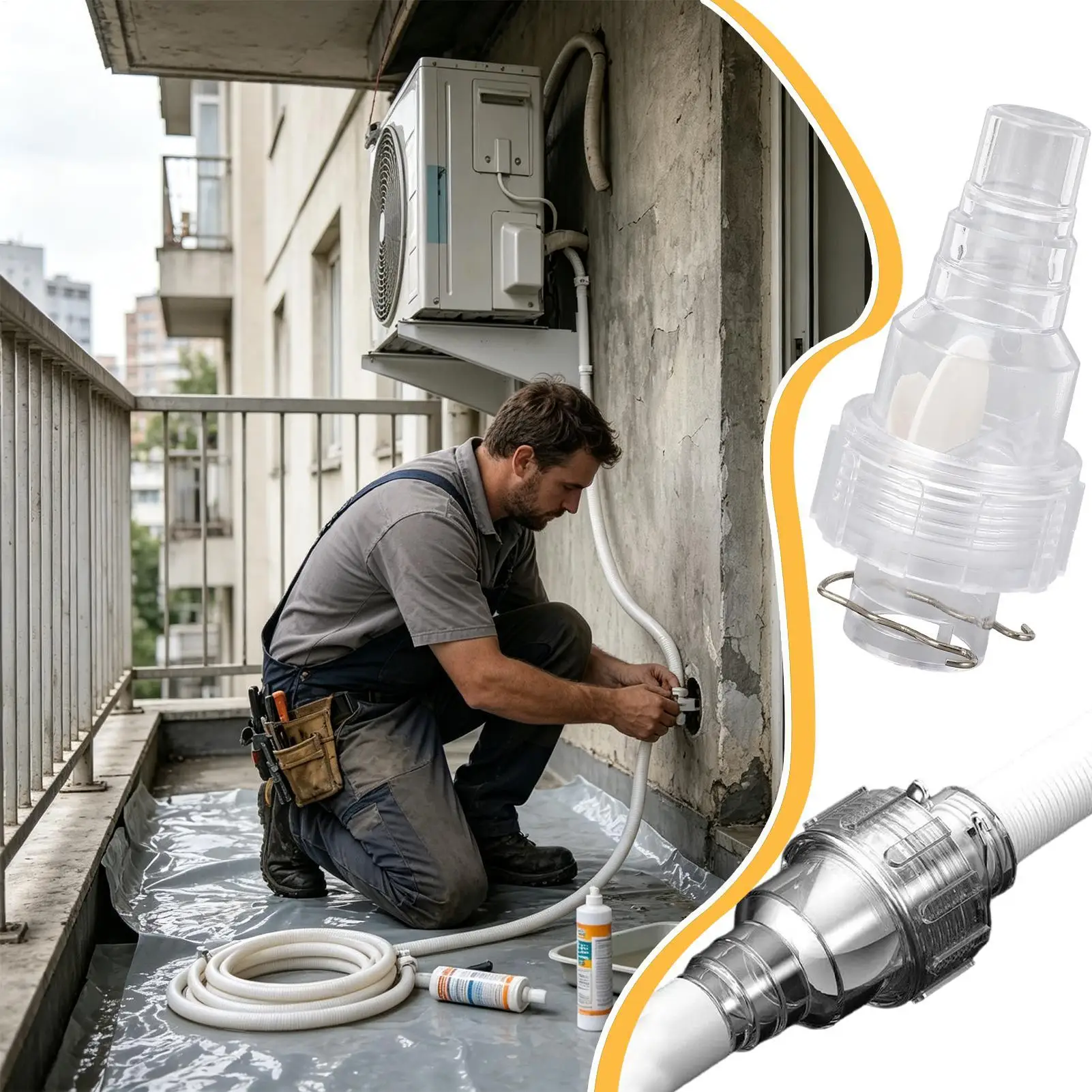 Condensate Drain Pipe Check Valve Odor Proof PVC with Sealed Flap AC Condensate Drain Line Check Valve for Bathroom Kitchen
