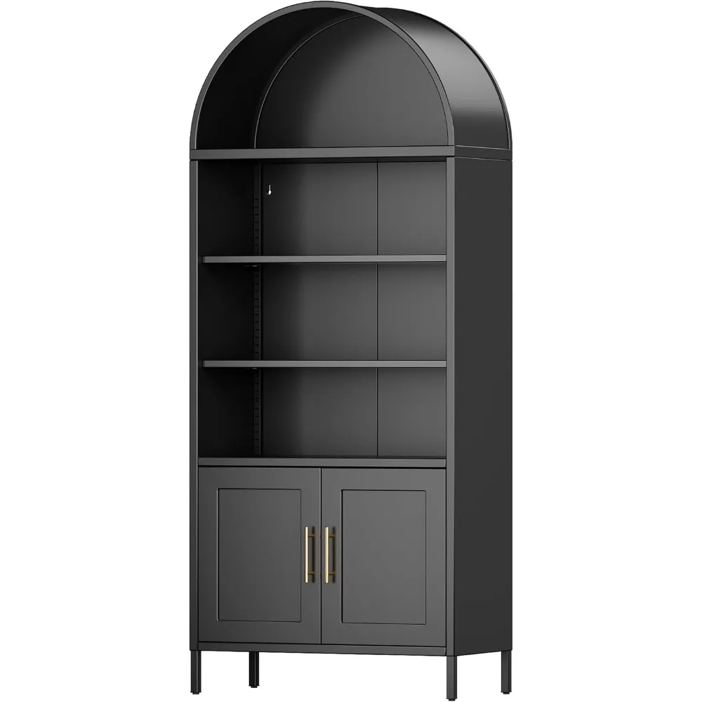 

Modern Arch Storage Cabinet, Metal Freestanding Arched Kitchen Pantry Cabinets, Arched Bookshelf for Home&Office&Bookcase&Living