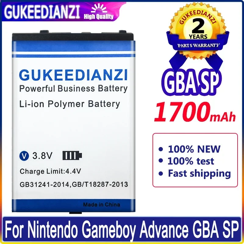 GUKEEDIANZI Replacement Battery GBA SP 1700mAh for Nintendo Gameboy Advance GBASP Digital Batteries