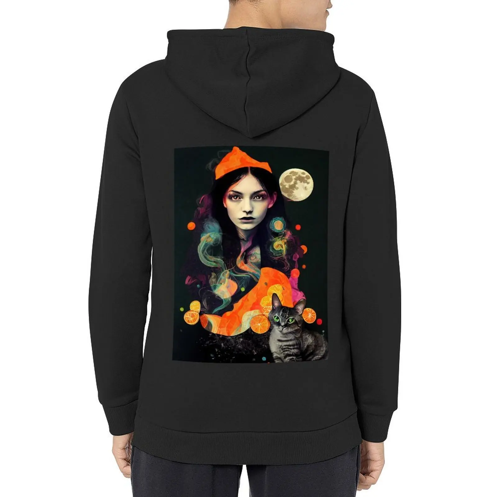 

Witch Magic Full Moon Cat Hoodie men's coat mens clothing mens clothes aesthetic clothing tracksuits