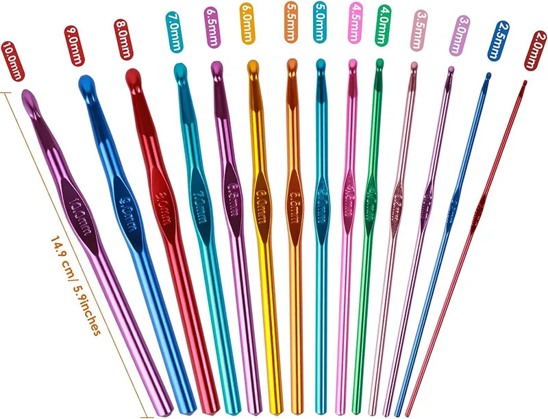 40PCS Crochet Hooks Set High Quality Coloured Aluminum Ergonomic Handle Crochet Hook with Stitch Marker,Large-Eye Blunt Needle