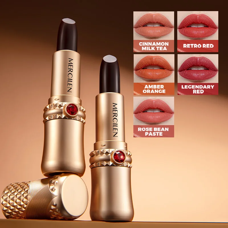 Image of Mercilen 5-Color Obsidian Secret Realm langanhaltender, farbfixierender Essenz-Lippenstift, feuchtigkeitsspendender Lippenbalsam, langanhaltend, wasserfest, geschmeidig, nicht klebrig, keine