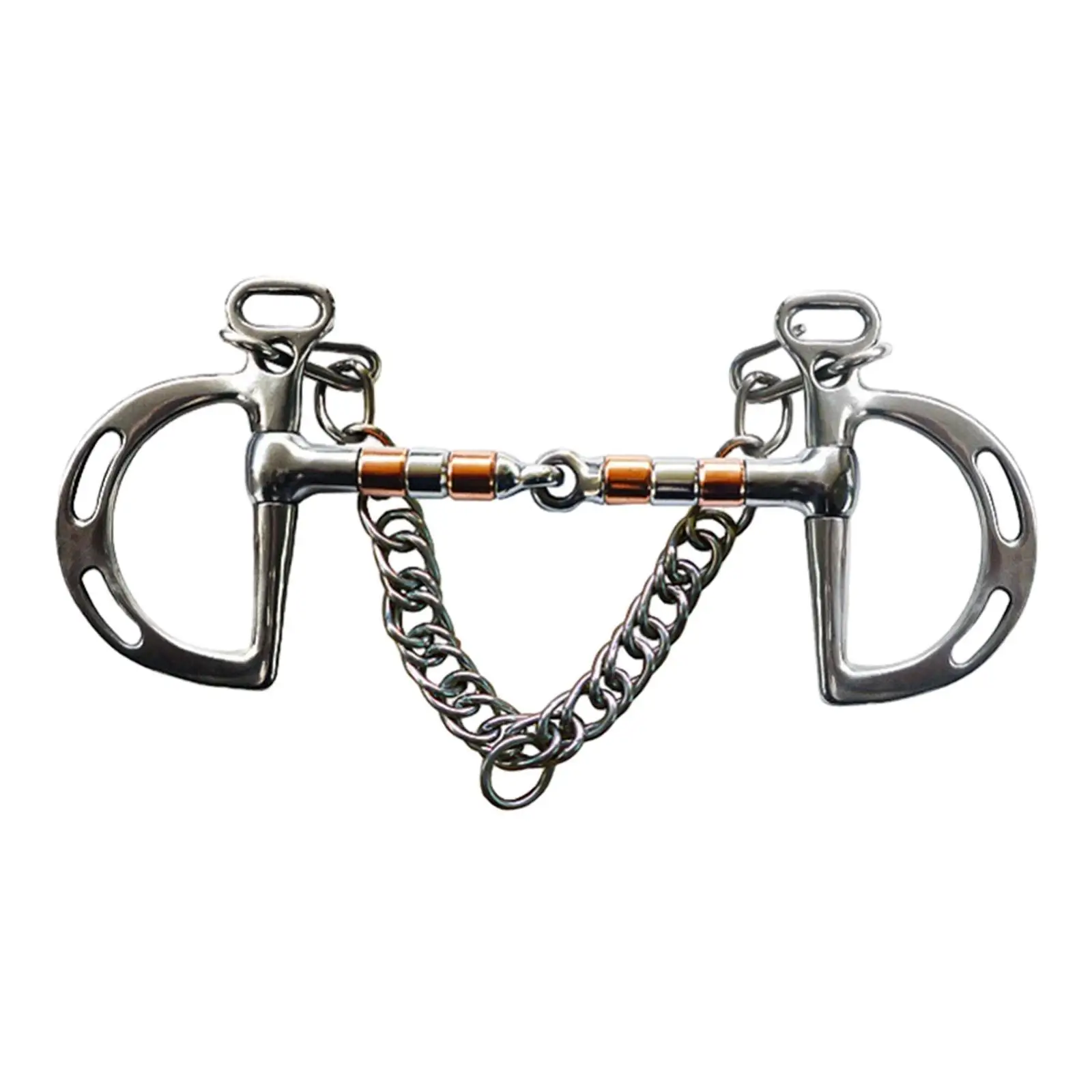 Horse Bit Mouth Horse Training Snaffle Tool Metal Gift Equestrian Accessories with Curb Hook Chain for Horse Bridle Outdoor