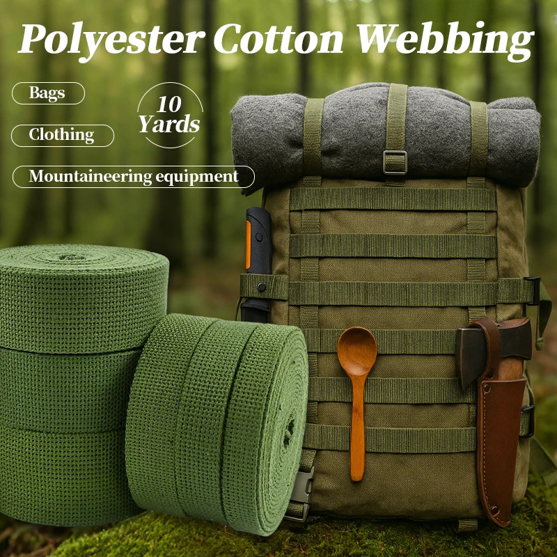 

10Yards 15-50mm Canvas Decorative Braid Ribbon for Sewing Shoulder Bag Straps Belt Sling Webbing Strap Replace DIY Accessories