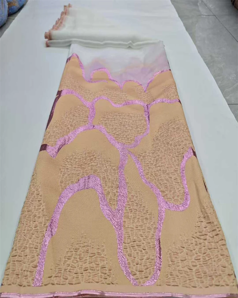 قماش دانتيل جاكار مطرز أفريقي عالي الجودة 2025 لفستان الزفاف قماش دانتيل فرنسي
