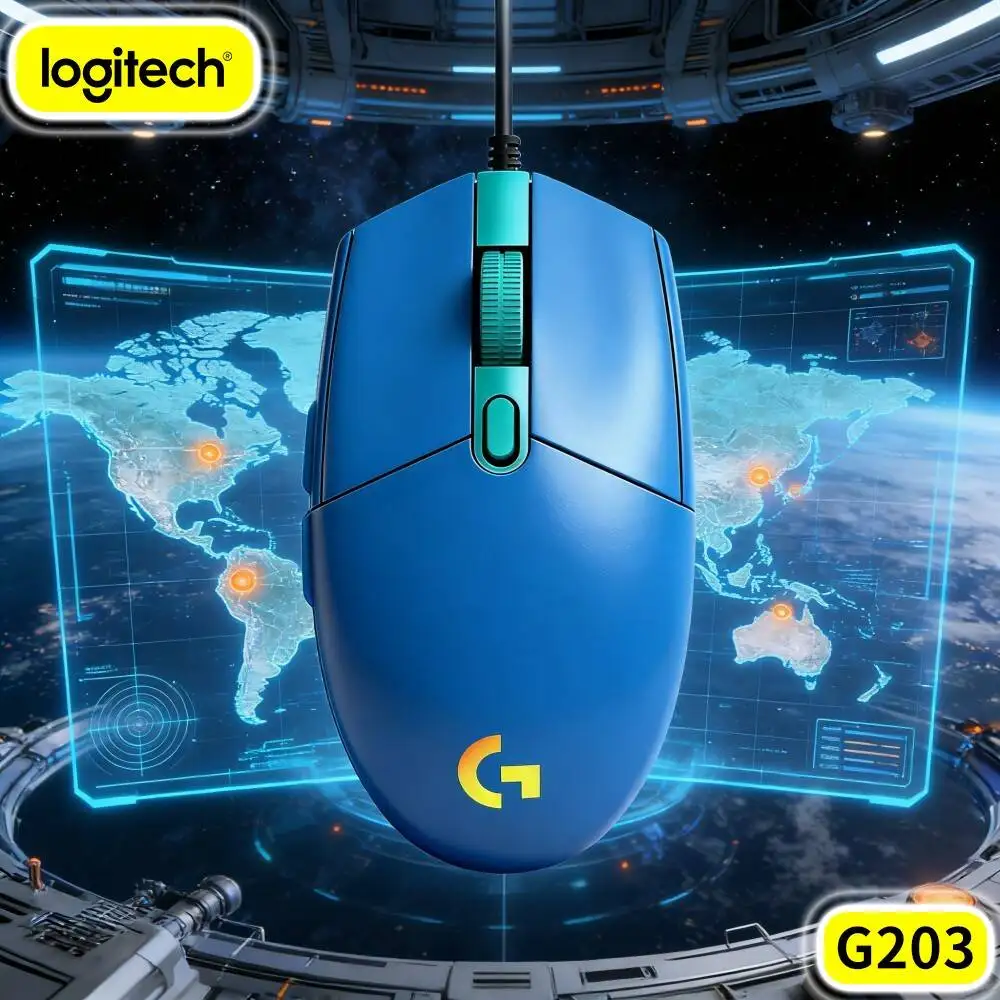 Logitech G203 Wired Gaming Mouse Responsive Keys Vivid RGB Glow Variable DPI Anti‑Slip Feet USB For Laptop Desktop