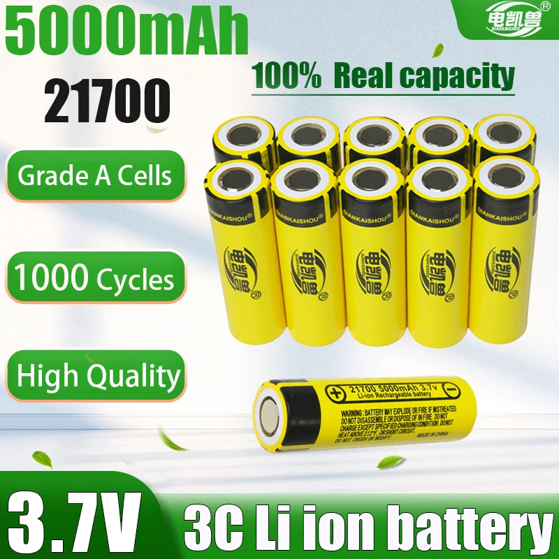 

3.7V 21700 5000mAh Li-lon Rechargeable Battery Max 45A Continuous Discharge for Racing Models Compatible with Samsung