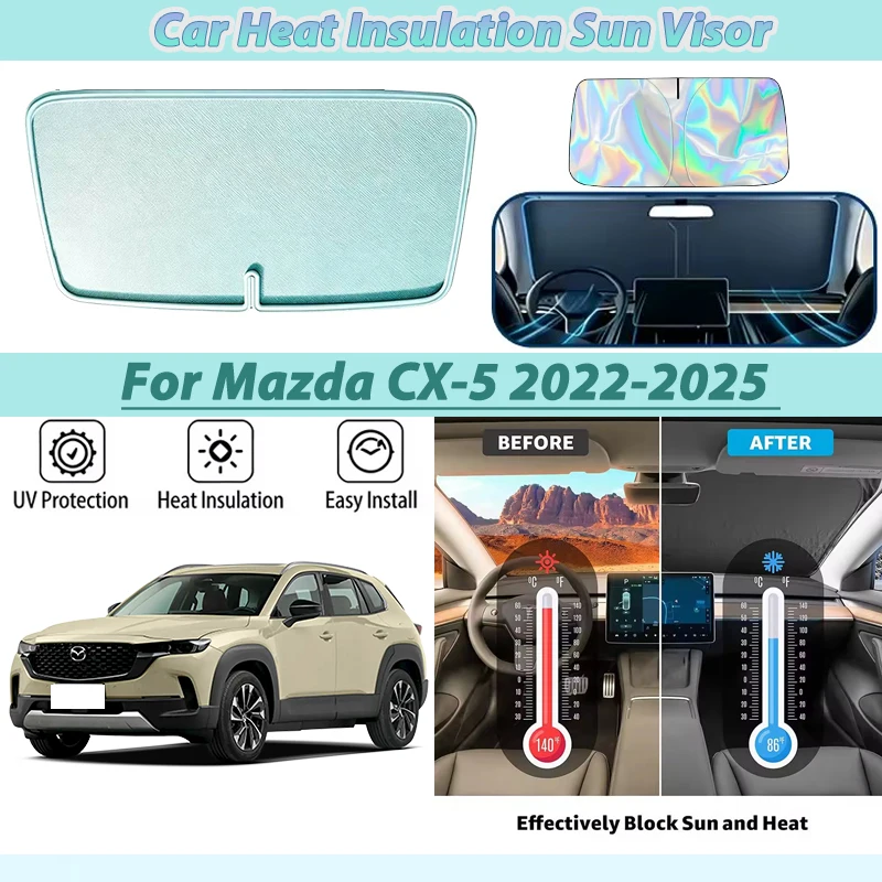 フロントサンシェードマツダ-cx-5-2022-2025-kf-kl-アクセサリーウィンドウサンバイザー保護日焼け止め部品ステッカー