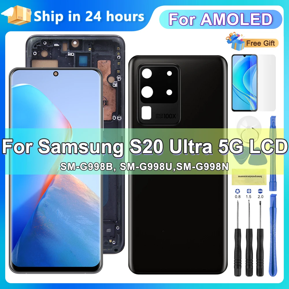 Новый TFT-дисплей samsung s20 ultra, ЖК-дисплей для Samsung S20 Ultra 5G дисплей G998 G988U, сменный сенсорный экран с цифровым преобразователем в