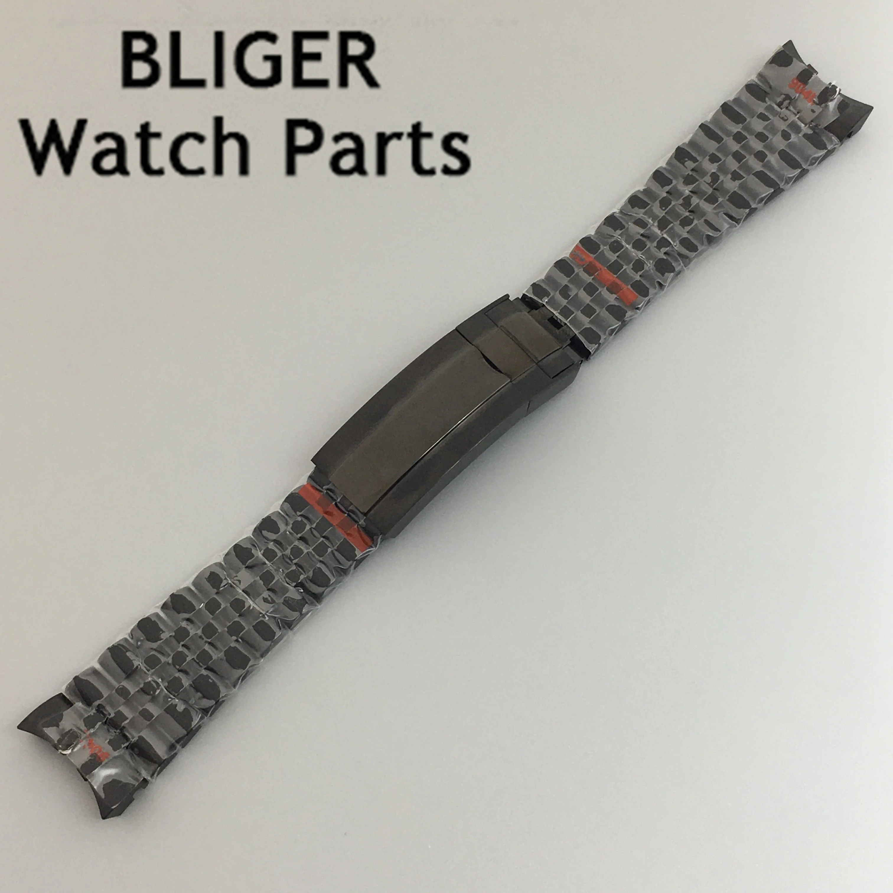 BLIGER 20mm silver black gold bracelet slide glide lock clasp 904L stainless steel strap fit watch case watch band