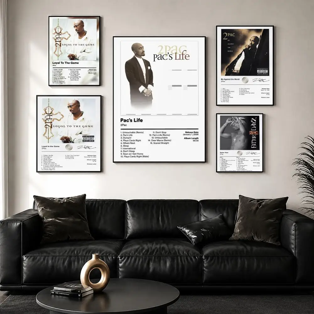 Rapper Album T-Tupac Shakur Poster Decorative Wall Art Sticker Mural Print for Bedroom Living Room Hallway Home Decor Gift