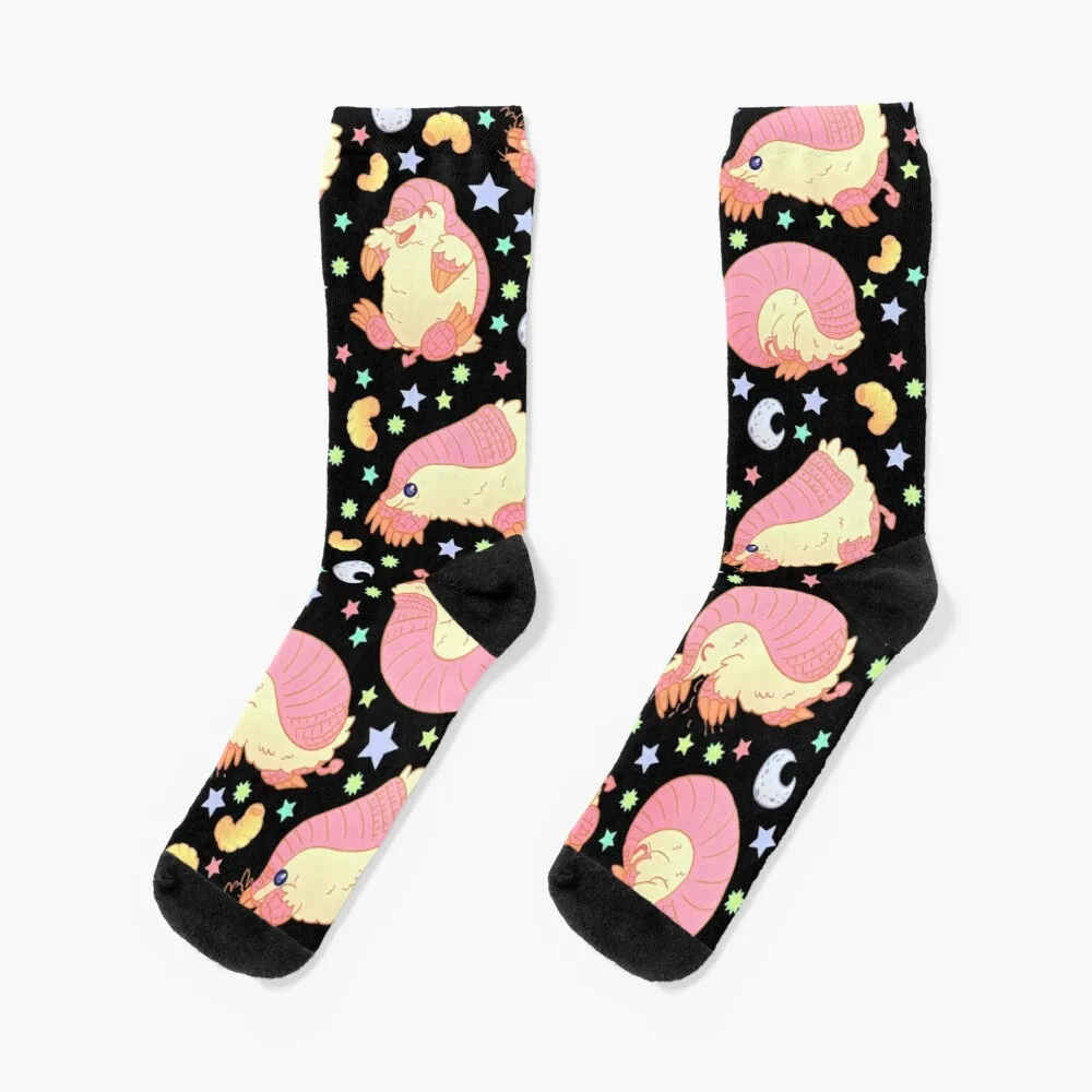 Pink Fairy Armadillo Black Socks Nordic Socks Funny Socks