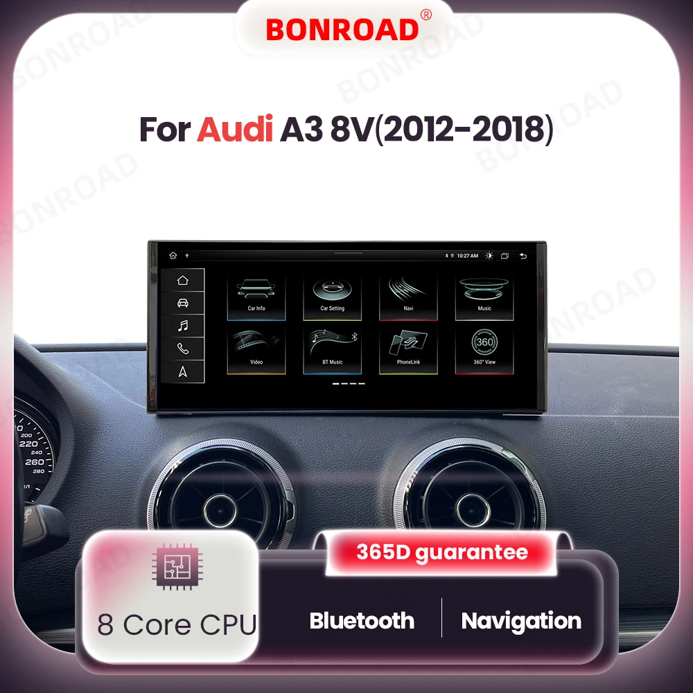 BONROAD Android Autoradio Lettore Multimediale Per Audi A3 8V Carplay Touch Screen Bluetooth WIFI Navigazione GPS Audio Stereo