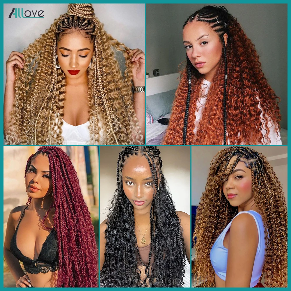 Bulk Human Hair For Braiding 100g/Pc Deep Wave 4/27 Highlight Ginger 27 Honey Blonde 99J Burgundy Bohemian braid 1/3Pcs Bundles