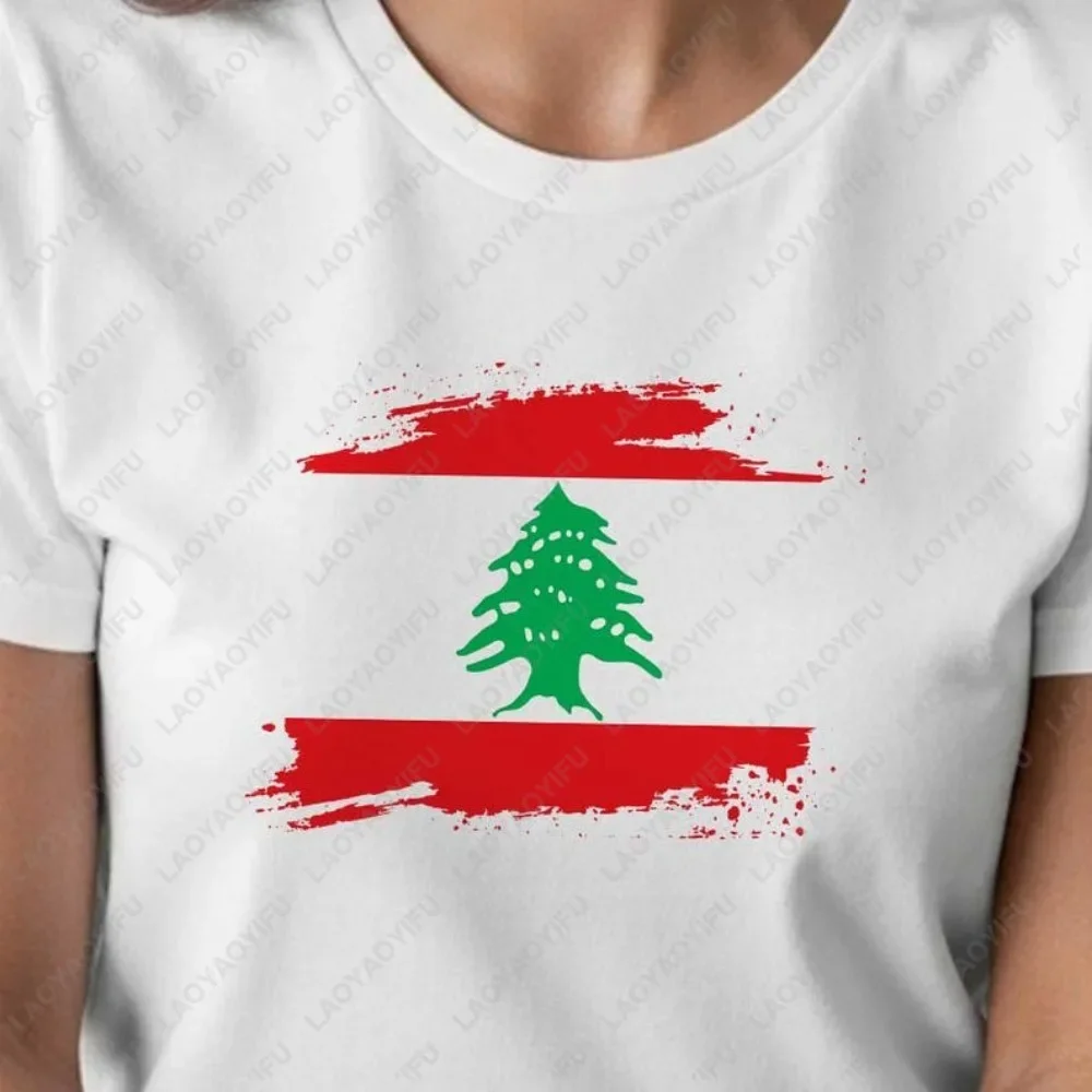 Lebanon Flag National Pride Design Graphic T-shirt Casual Fashion Loose Harajuku Cotton Man Tshirt Hip Hop Punk Soft Women Tees