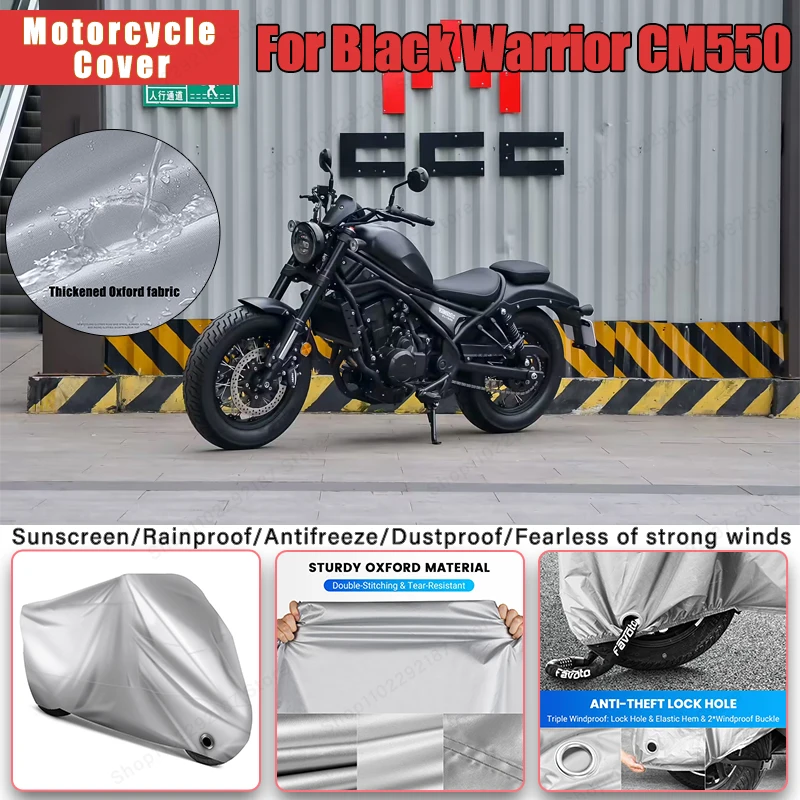 

For Black Warrior CM550 No Ear Motorcycle Cover - Outdoor Full Body Protection, Waterproof Dustproof Sunscreen Moto Accessories