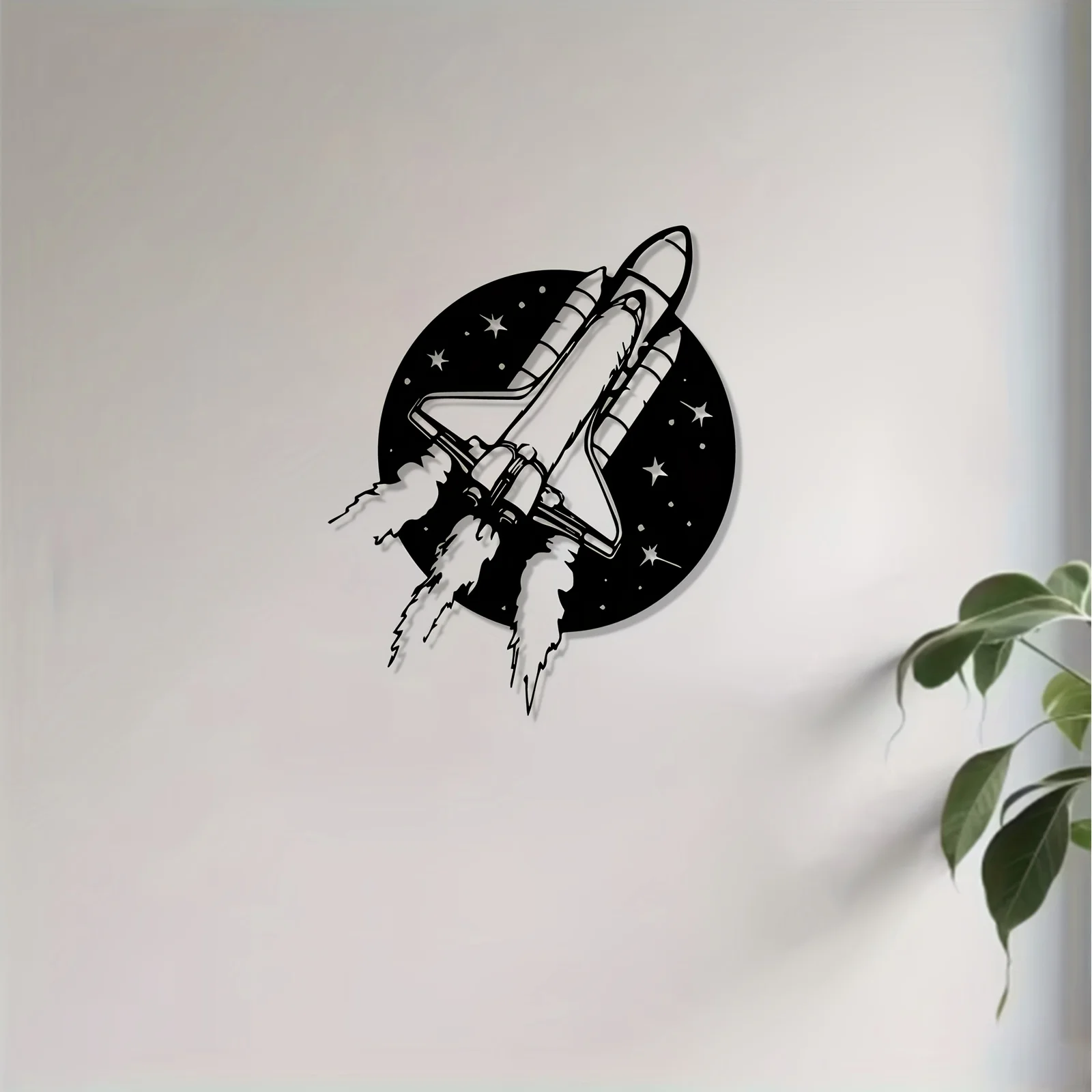 1pc Dynamic Rocket Metal Wall Art,Iron Hanging 2D Silhouette Sculpture,Weatherproof for Living Room