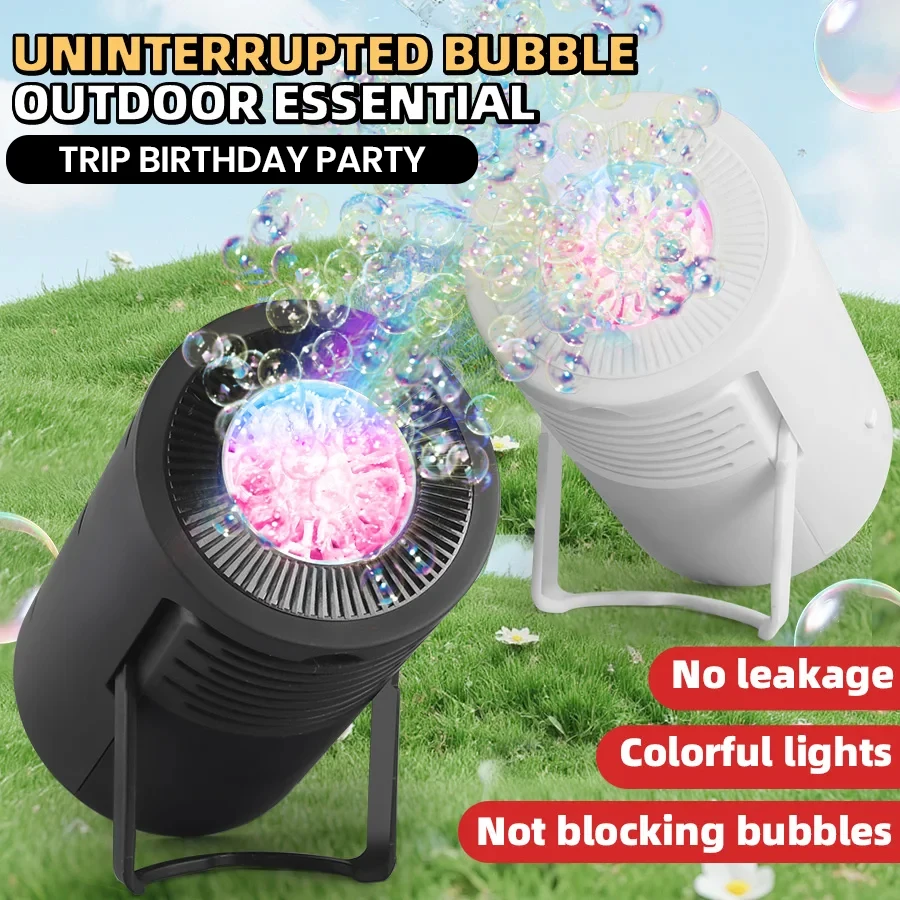 

2025 Electric Stage Bubble Machines Multiple Holes Bubbles Blowing Toys with Light Fully Automatic Soap Blowers Boys Girls Gift