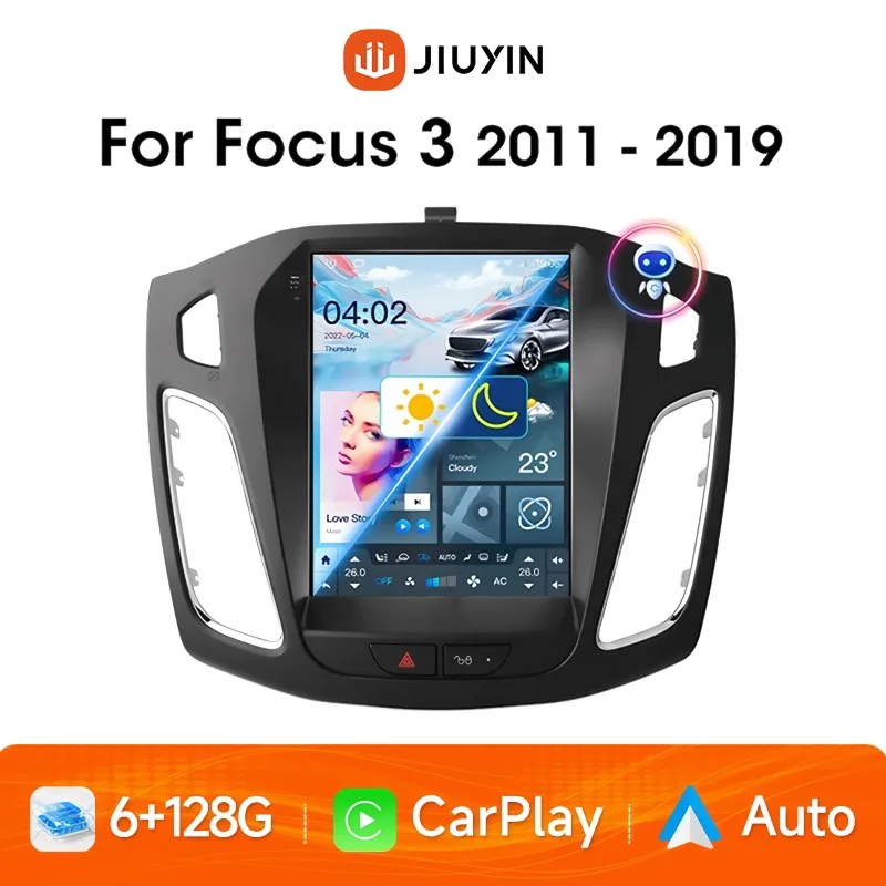 

JIUYIN 9.7 inch Tesla Model Multimedia Player For Ford Focus mk3 2din Car Radio Stereo Android Auto Wireless Carplay with Frame