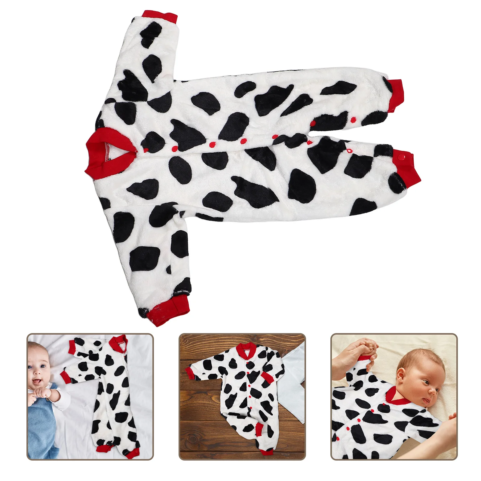 

Milk Cow Baby Jumpsuit Newborn Essentials Coral Fleece Soft Breathable Infant Clothes Spring Autumn Sleepwear Girl Baby Clothes