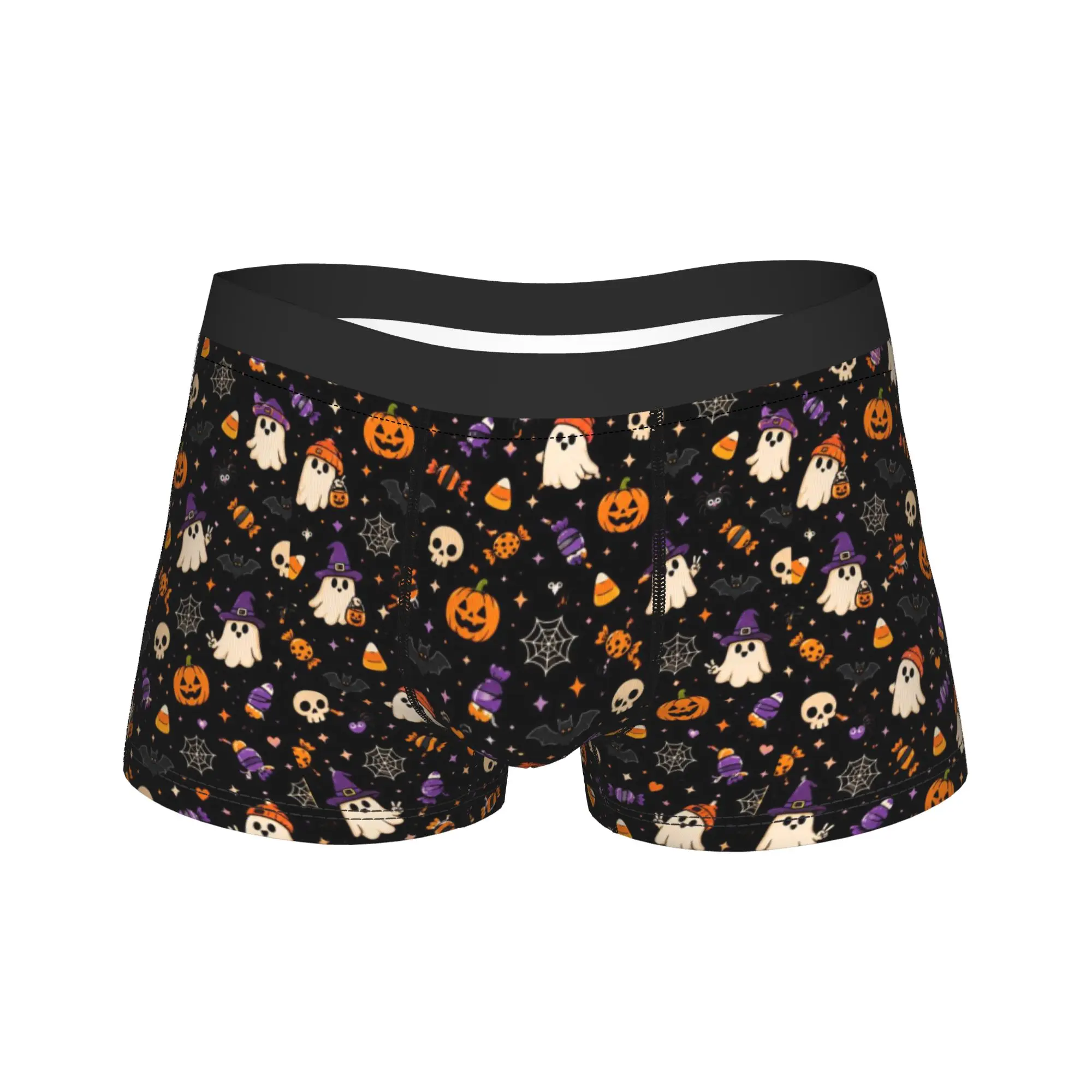 Halloween Ghost Pumpkin Spooky Trick Or Treat Witch Men's Boxers Ultra Soft Underwear  Shorts Boxer Briefs
