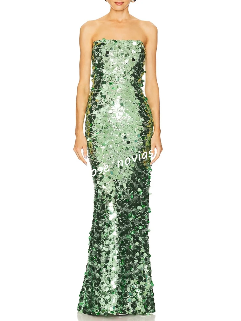 فستان سهرة فاخر مزين بالترتر مخصص، فساتين طويلة حورية البحر بدون حمالات، مناسبة مخصصة للحفلات اللامعة #2