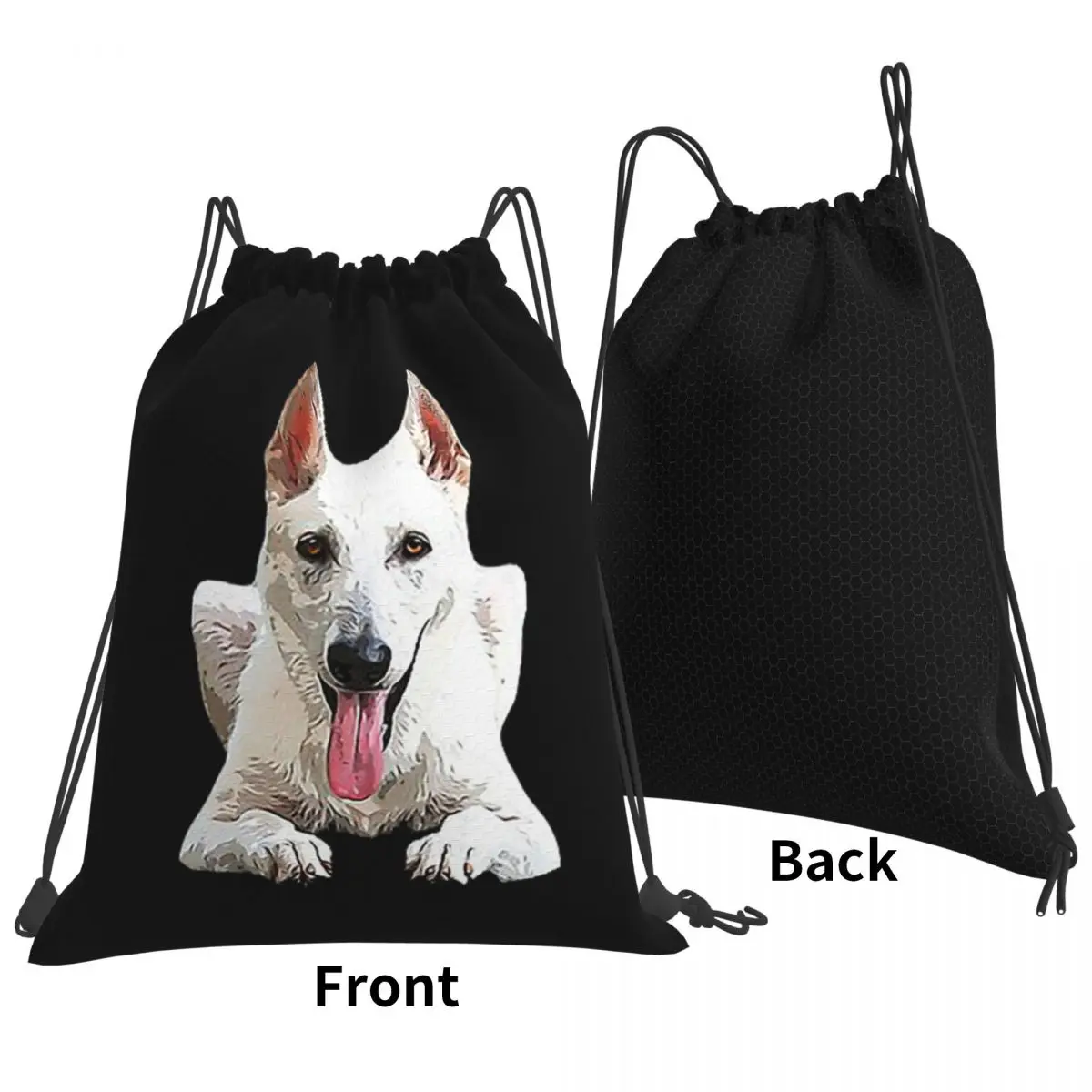 White Swiss Shepherd White German Shepherd Backpacks Portable Drawstring Bags Shoes Bag Book Bags for Man Woman School