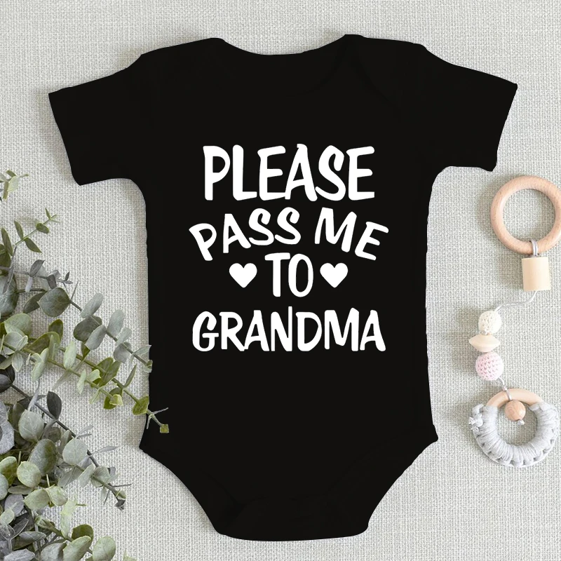 Funny Harajuku Newborn Bodysuit Please Pass Me To Grandma Print Infant Boy Girl Clothes Round Neck 100% Cotton Baby Jumpsuits