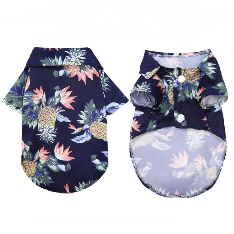 Pet Beach Pineapple Shirt Hawaiian Dog Cat Golden Coat Spring/Summer Thin Breathable T-shirt Korean Version