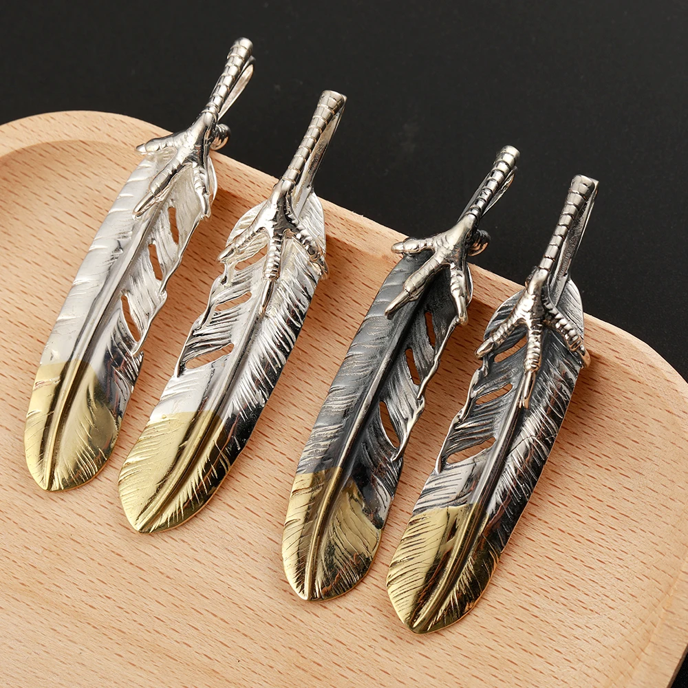 Pure 925 Sterling Thai Silver Eagle Claw Pendant Feather Charms  Japanese Jewelry For Men Goros Takahashi Necklace Gift P003