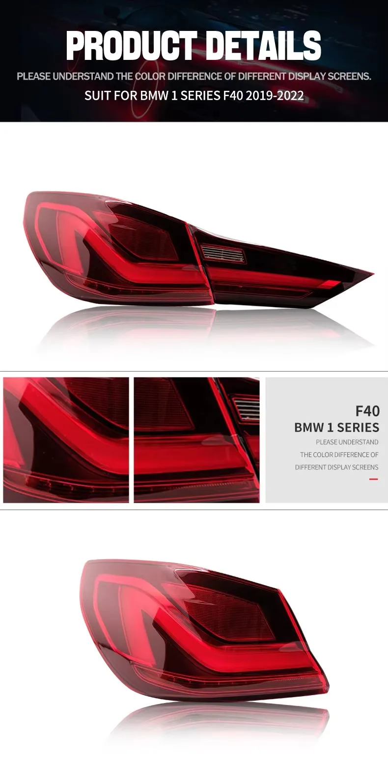 لسيارات BMW 1 Series F40 مجموعة المصابيح الخلفية الضوء الخلفي الداخلي الشفاف 2019-2022