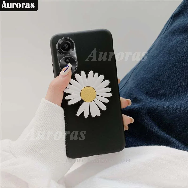 Auroras For OPPO A78 4G NFC Case With Chrysanthemum Ring Ultra-Thin Matte Silicone Shell For OPPO A18 A38 A58 A98 5G Back Cover