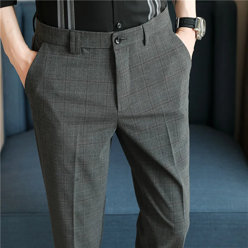 Fashion Dress Pants Men\'s British Style Business Formal Straight Trousers Slim Casual Spring Streetwear Suit Pants Mens Clothing