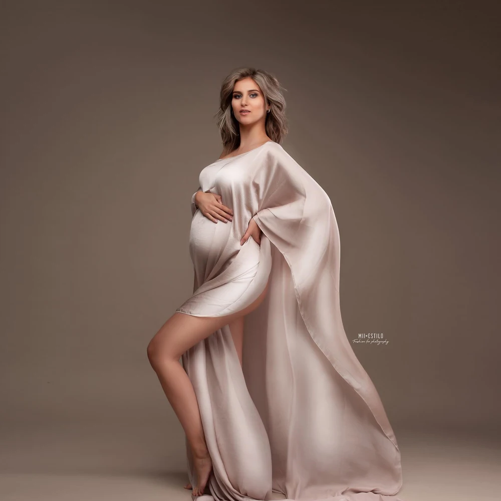 Maternity Photography Prop Simple Modeling Fabric Strapless Soft Chiffon Cape Tulle Cloak Pregnancy Photo Shoot Accessorie