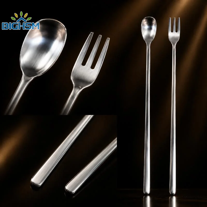 Long Handle Coffee Spoons Stirring Spoon Fruit Fork Stainless Steel Spoons Ice Cream Spoons Stir Bar Spoon Cocktail Spoon