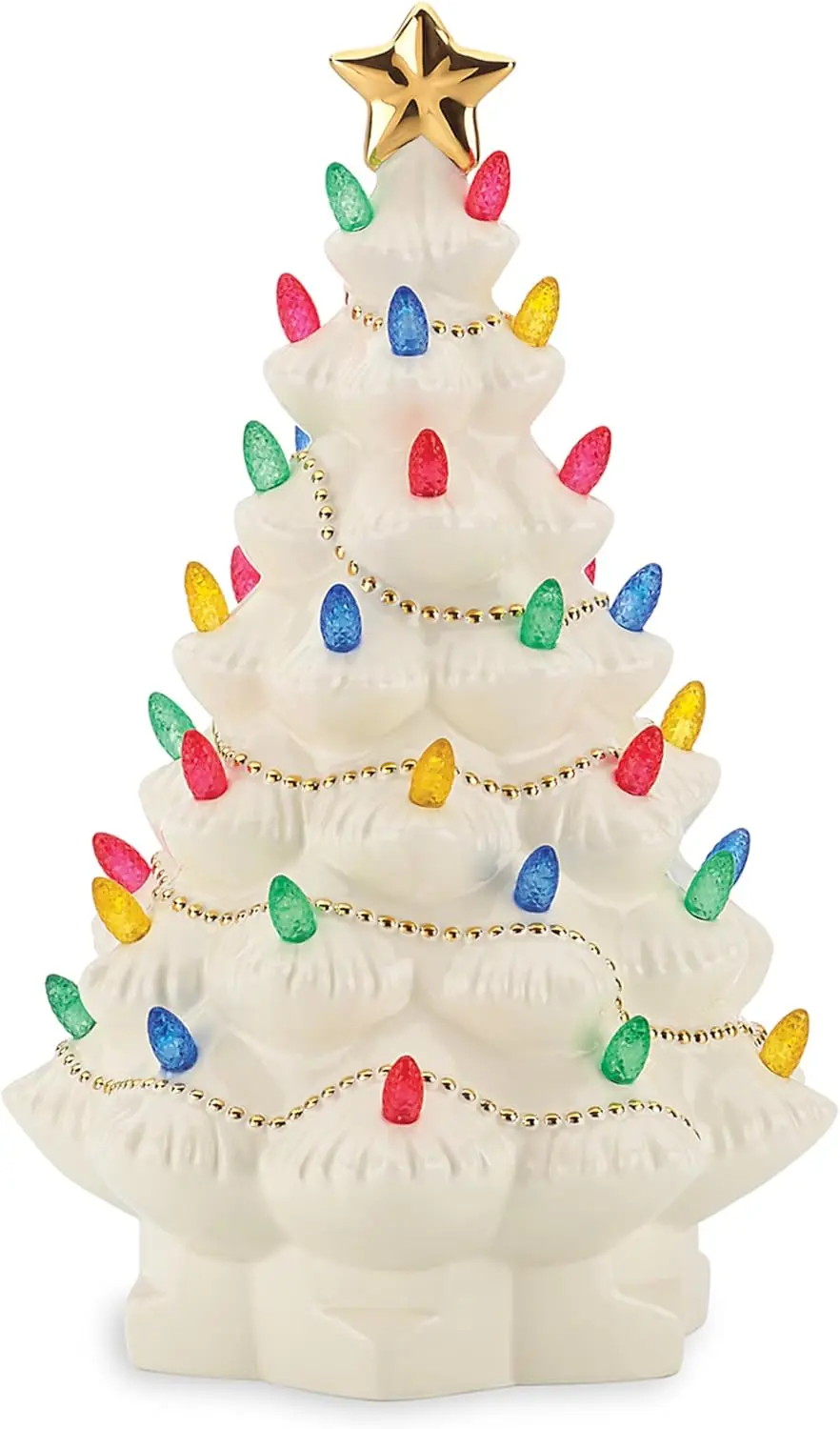 

Ivory Light-Up Ceramic Christmas Tree Figurine, Holiday Decor Indoor, 8.82-Inch Height, Batteries Not Included