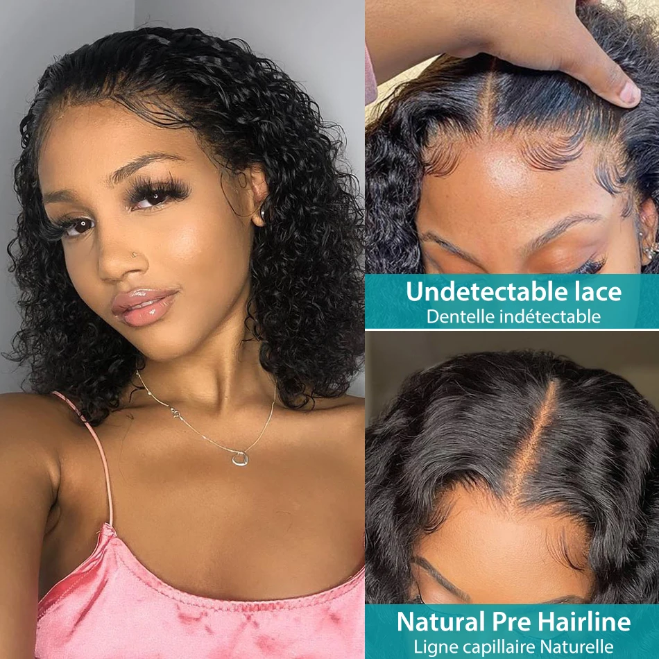 Deep Wave Lace Frontal Bob Wig 4x4 HD Transparent Lace Front Wigs Human Hair Brazilian Loose Curly Water Wave For Black Women