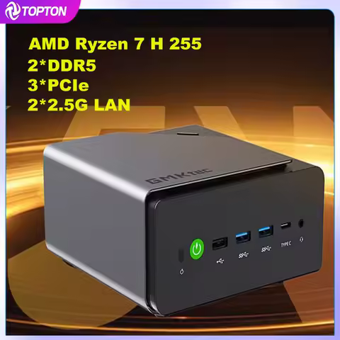 K12 Gaming Mini PC AMD Ryzen 7 H 255 GMKtec NucBox OCuLink USB4 2*DDR5 3*PCIe 2*2.5G LAN RGB Desktop Computer Windows 11 WiFi6E