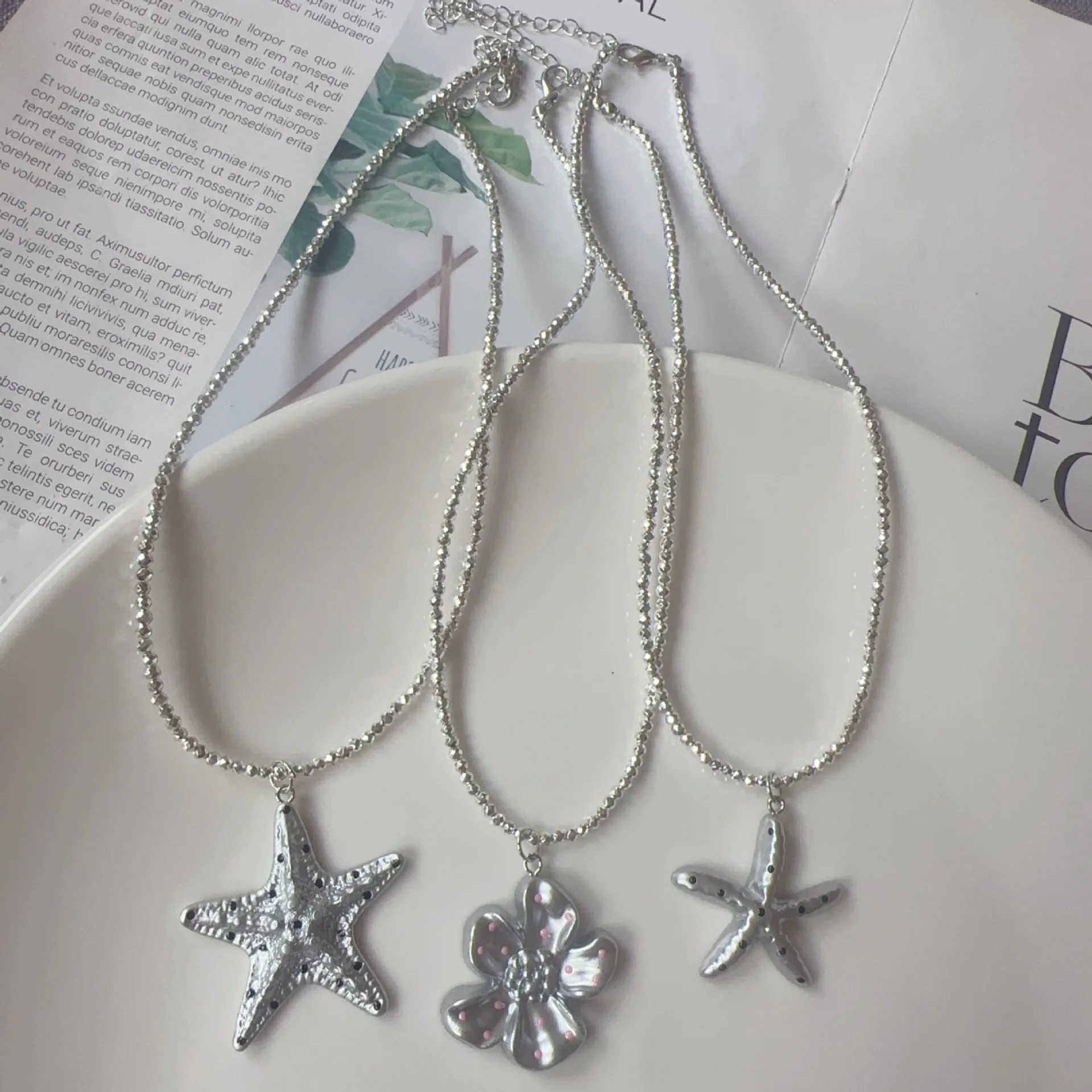 Necklace Beaded Sparkling Galaxy Silver Vintage Heart Exquisite High End Light Luxury Versatile Alloy Lightweight for Women Gift