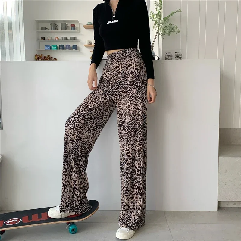 

Y2K Flare Pants Female Casual Long Sweatpants Fall Women E Girl Aesthetic Indie Trousers Khaki Leopard High Waist Joggers