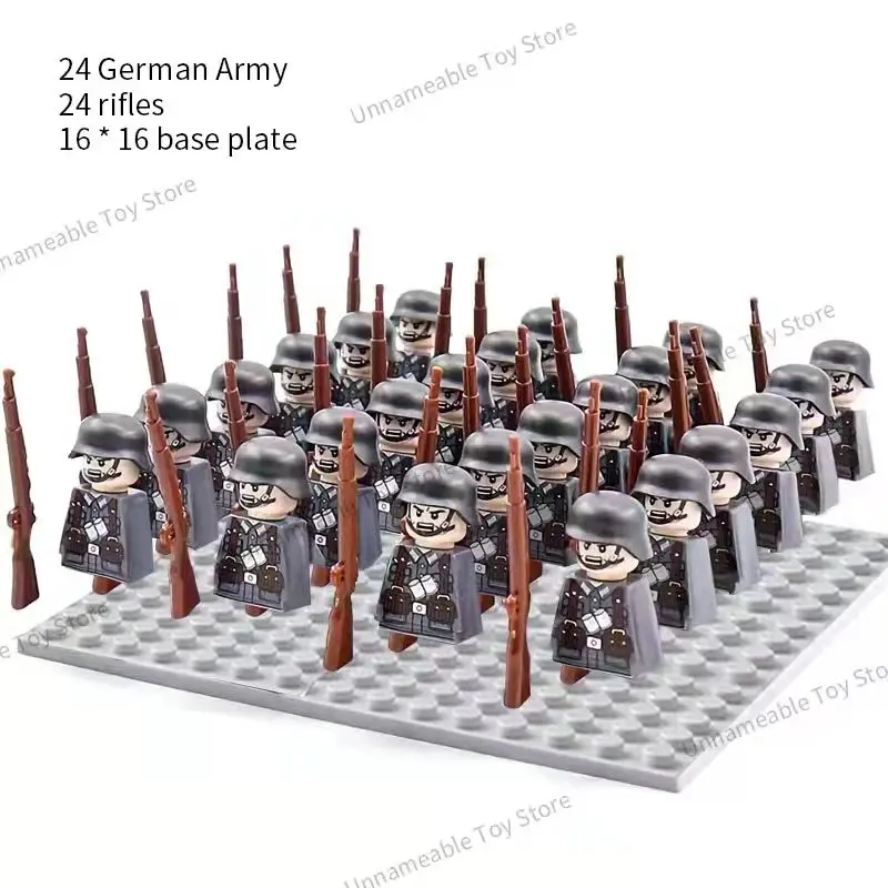 24pcs/lot WW2 Military Soldiers Building Blocks Set Soviet US UK China France Army Figures Bricks Toys For Boys Christmas Gifts