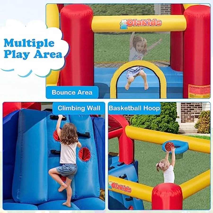 Outdoor inflatable water slide park for backyard use PVC material blue and yellow color 8-in-1 design with dual slides splash p view 3