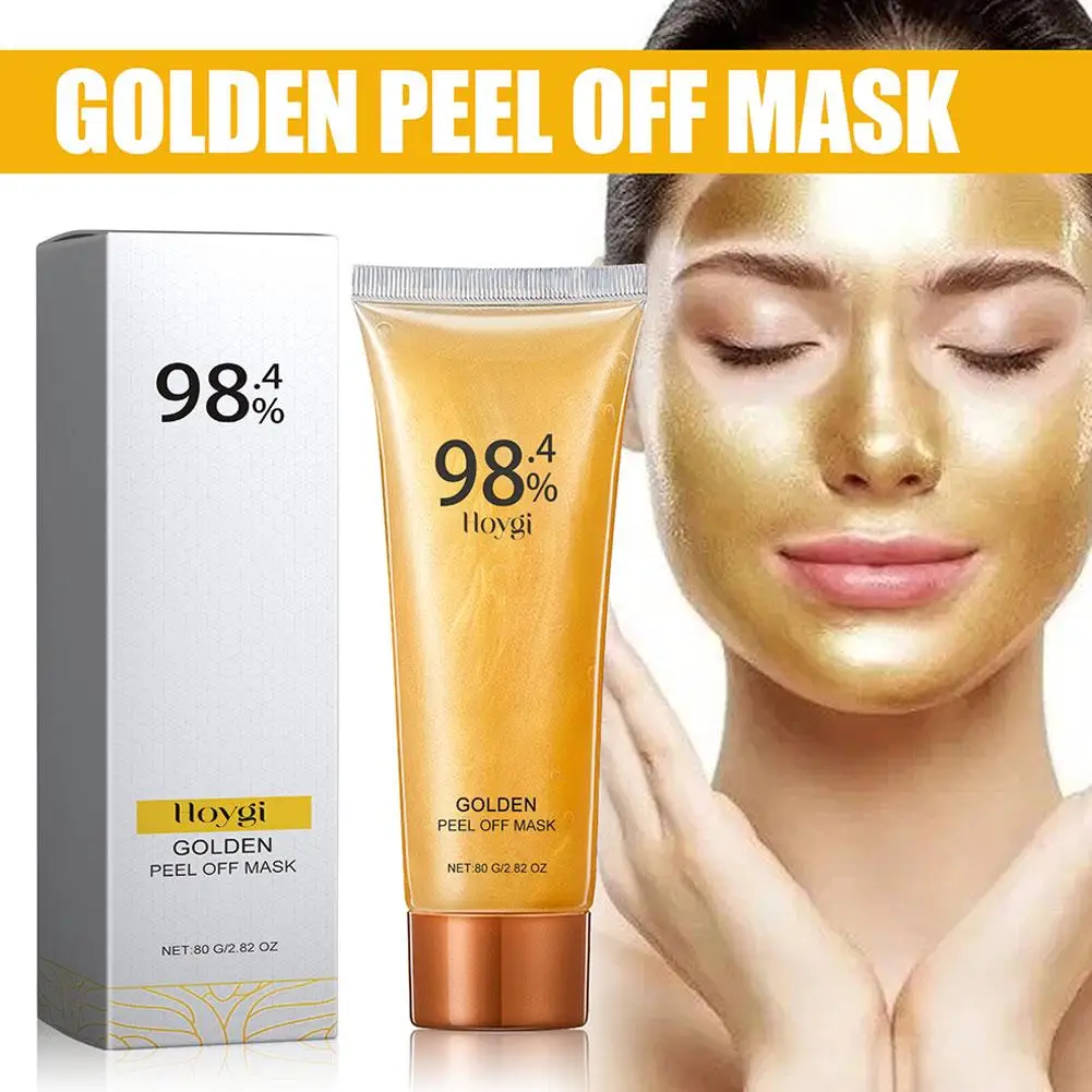 80g Gold Peel Mask Blackhead Cleanses Pores 24k Gold Skin Face Shrink Foil Hydrating Care Mask Smooth Oil-Control Pores Pee R8K9