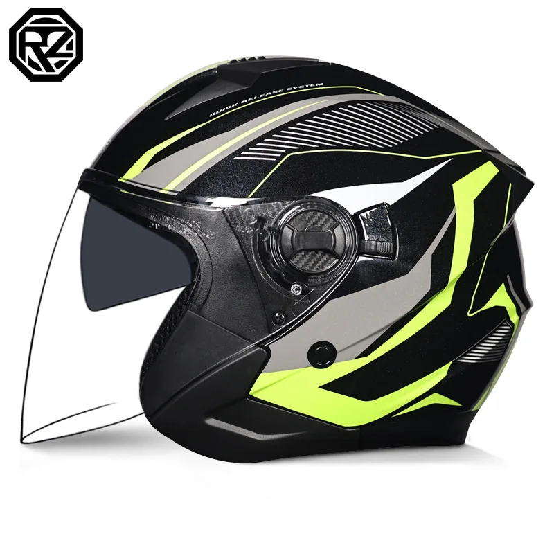 

Motorcycle riding helmet DOT men women double mirror four-season universal winter riding safe and comfortable half helmet