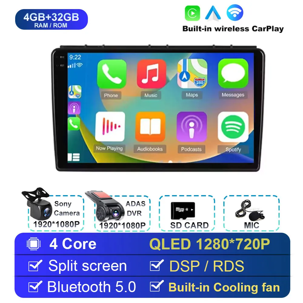 9 inch autoradio Android 15 draadloze Carplay voor Saab 3 2007-2011 multimediaspeler video stereo GPS navigatiescherm 4G WIFI